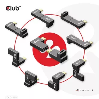 Club3D USB-C Gen2 kutni adapter set od 2, 4K120Hz, 240W, (M/Ž)
