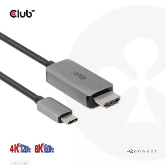 Club3D USB-C na HDMI kabel, 4K120Hz 8K60Hz HDR10 s DSC1.2, aktivni kabel, M/M, 3m Club3D USB-C na HDMI kabel, 4K120Hz 8K60Hz HDR10 s DSC1.2, aktivni kabel, M/M, 3m