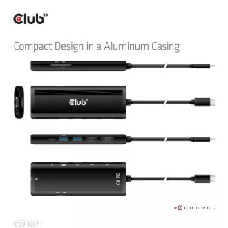 Club 3D USB-C 8-u-1 priključna stanica, 1xDP, 1xHDMI, 1xUSB-C PD100W, 2xUSB, čitač SD kartica, siva Club 3D USB-C 8-u-1 priključna stanica, 1xDP, 1xHDMI, 1xUSB-C PD100W, 2xUSB, čitač SD kartica, siva