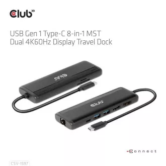 Club 3D USB-C 8-u-1 priključna stanica, 1xDP, 1xHDMI, 1xUSB-C PD100W, 2xUSB, čitač SD kartica, siva Club 3D USB-C 8-u-1 priključna stanica, 1xDP, 1xHDMI, 1xUSB-C PD100W, 2xUSB, čitač SD kartica, siva