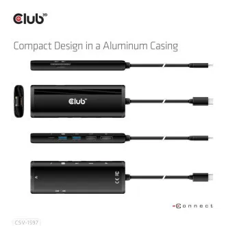 Club 3D USB-C 8-u-1 priključna stanica, 1xDP, 1xHDMI, 1xUSB-C PD100W, 2xUSB, čitač SD kartica, siva Club 3D USB-C 8-u-1 priključna stanica, 1xDP, 1xHDMI, 1xUSB-C PD100W, 2xUSB, čitač SD kartica, siva