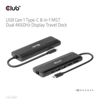 Club 3D USB-C 8-u-1 priključna stanica, 1xDP, 1xHDMI, 1xUSB-C PD100W, 2xUSB, čitač SD kartica, siva Club 3D USB-C 8-u-1 priključna stanica, 1xDP, 1xHDMI, 1xUSB-C PD100W, 2xUSB, čitač SD kartica, siva