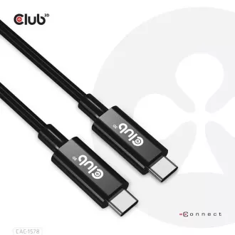 Club3D kabel USB4 Gen3x2 Type-C dvostrani kabel 8K60Hz, podaci 40 Gbps, PD 240W(48V/5A) EPR M/M 2m Club3D kabel USB4 Gen3x2 Type-C dvostrani kabel 8K60Hz, podaci 40 Gbps, PD 240W(48V/5A) EPR M/M 2m