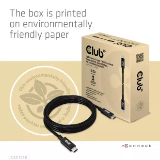 Club3D kabel USB4 Gen3x2 Type-C dvostrani kabel 8K60Hz, podaci 40 Gbps, PD 240W(48V/5A) EPR M/M 2m Club3D kabel USB4 Gen3x2 Type-C dvostrani kabel 8K60Hz, podaci 40 Gbps, PD 240W(48V/5A) EPR M/M 2m