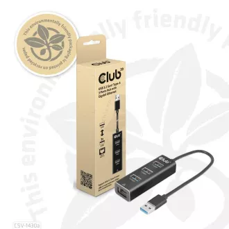 Club3D Hub, USB-A 3.2 Gen1 do 3x USB 3.1, Gigabit Ethernet