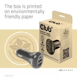 Club3D auto punjač za prijenosna računala 36W, 3 porta (2xUSB-A + USB-C)