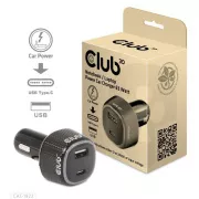 Club3D Auto punjač za prijenosna računala 63W, 2 porta (USB-A + USB-C)