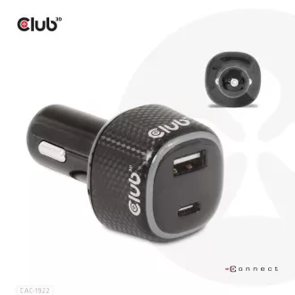 Club3D Auto punjač za prijenosna računala 63W, 2 porta (USB-A + USB-C) Club3D Auto punjač za prijenosna računala 63W, 2 porta (USB-A + USB-C)
