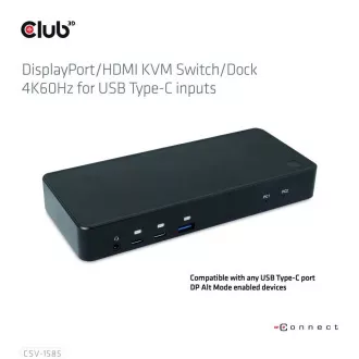 Club3D USB-C priključna stanica 10v1, 1xDP, 1xHDMI, 3xUSB-C, 3xUSB, 1xRJ45, 1x3,5 mm, crna Club3D USB-C priključna stanica 10v1, 1xDP, 1xHDMI, 3xUSB-C, 3xUSB, 1xRJ45, 1x3,5 mm, crna