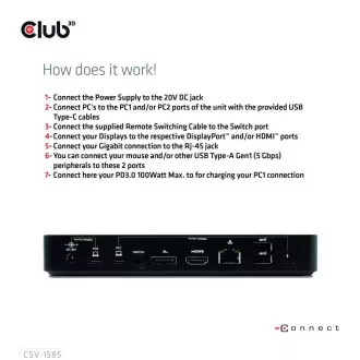 Club3D USB-C priključna stanica 10v1, 1xDP, 1xHDMI, 3xUSB-C, 3xUSB, 1xRJ45, 1x3,5 mm, crna Club3D USB-C priključna stanica 10v1, 1xDP, 1xHDMI, 3xUSB-C, 3xUSB, 1xRJ45, 1x3,5 mm, crna