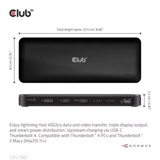 Club3D USB-C priključna stanica 12v1, 1xDP, 1xHDMI, 2xUSB-C, 4xUSB, 1xRJ45, crna Club3D USB-C priključna stanica 12v1, 1xDP, 1xHDMI, 2xUSB-C, 4xUSB, 1xRJ45, crna