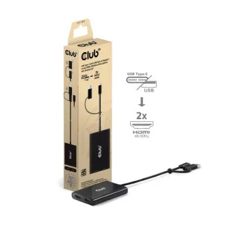 Club3D Video Hub USB-C/A na 2xHDMI 2.0, Dvostruki monitor, 4K60Hz (M/Ž)
