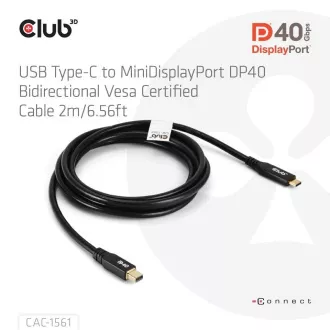 Club3D kabel USB-C na MiniDisplayPort 2.1, 8K30Hz, DSC1.2, UHBR10, 2m Club3D kabel USB-C na MiniDisplayPort 2.1, 8K30Hz, DSC1.2, UHBR10, 2m