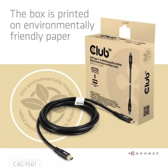Club3D kabel USB-C na MiniDisplayPort 2.1, 8K30Hz, DSC1.2, UHBR10, 2m Club3D kabel USB-C na MiniDisplayPort 2.1, 8K30Hz, DSC1.2, UHBR10, 2m