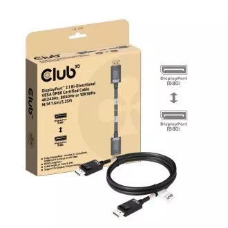 Club3D DisplayPort 2.1 na DisplayPort 2.1 kabel, VESA DP80, 4K240Hz/8K60Hz/10K60Hz (M/M), 1.6m, crni