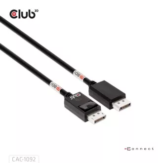 Club3D DisplayPort 2.1 na DisplayPort 2.1 kabel, VESA DP80, 4K240Hz/8K60Hz/10K60Hz (M/M), 1.6m, crni