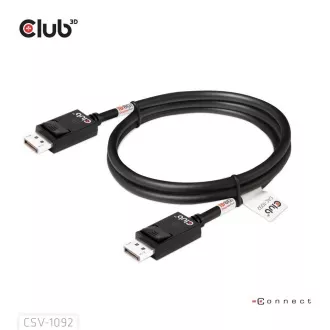 Club3D DisplayPort 2.1 na DisplayPort 2.1 kabel, VESA DP80, 4K240Hz/8K60Hz/10K60Hz (M/M), 1.6m, crni