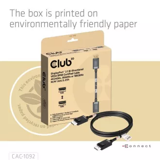 Club3D DisplayPort 2.1 na DisplayPort 2.1 kabel, VESA DP80, 4K240Hz/8K60Hz/10K60Hz (M/M), 1.6m, crni