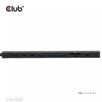 Club3D USB-C priključna stanica 10v1, 140W PD, 1xHDMI, 3xUSB-C, 3xUSB, 1xRJ45, crna Club3D USB-C priključna stanica 10v1, 140W PD, 1xHDMI, 3xUSB-C, 3xUSB, 1xRJ45, crna