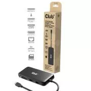 Club3D USB-C priključna stanica 8u1, 1xHDMI, 1xDP, 1xUSB-C, 2xUSB, 1xRJ45, crna