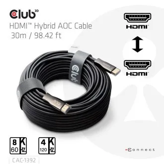 Club3D Aktivni hibridni optički HDMI 2.1 kabel 8K60Hz/4K120Hz, (M/M), 30m Club3D Aktivni hibridni optički HDMI 2.1 kabel 8K60Hz/4K120Hz, (M/M), 30m