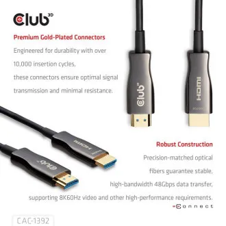 Club3D Aktivni hibridni optički HDMI 2.1 kabel 8K60Hz/4K120Hz, (M/M), 30m Club3D Aktivni hibridni optički HDMI 2.1 kabel 8K60Hz/4K120Hz, (M/M), 30m
