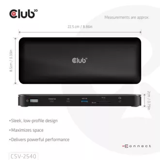 Club3D USB-C priključna stanica 14v1, 2xHDMI, 2xDP, 3xUSB-C, 1xUSB-C PD, 2xUSB, 1xRJ45, 1x3.5mm, microSD/SD, crna Club3D USB-C priključna stanica 14v1, 2xHDMI, 2xDP, 3xUSB-C, 1xUSB-C PD, 2xUSB, 1xRJ45, 1x3.5mm, microSD/SD, crna