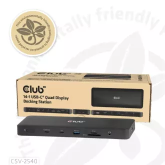 Club3D USB-C priključna stanica 14v1, 2xHDMI, 2xDP, 3xUSB-C, 1xUSB-C PD, 2xUSB, 1xRJ45, 1x3.5mm, microSD/SD, crna Club3D USB-C priključna stanica 14v1, 2xHDMI, 2xDP, 3xUSB-C, 1xUSB-C PD, 2xUSB, 1xRJ45, 1x3.5mm, microSD/SD, crna