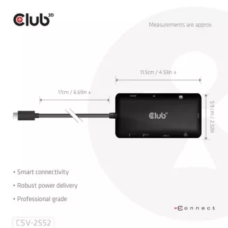 Club3D USB-C 9-u-1 priključna stanica, 2xHDMI, 1xUSB-C, 1xUSB-C PD, 2xUSB, 1xRJ45, microSD/SD, crna