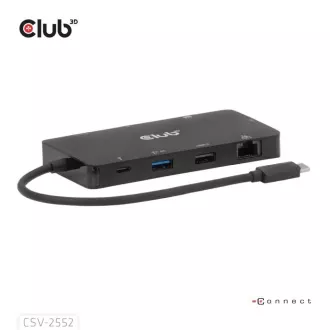 Club3D USB-C 9-u-1 priključna stanica, 2xHDMI, 1xUSB-C, 1xUSB-C PD, 2xUSB, 1xRJ45, microSD/SD, crna