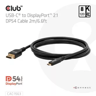 Club3D kabel USB-C na DisplayPort 2.1 DP54 dvosmjerni, 8K120Hz, 4K480Hz, 2 m Club3D kabel USB-C na DisplayPort 2.1 DP54 dvosmjerni, 8K120Hz, 4K480Hz, 2 m