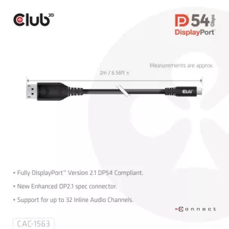 Club3D kabel USB-C na DisplayPort 2.1 DP54 dvosmjerni, 8K120Hz, 4K480Hz, 2 m Club3D kabel USB-C na DisplayPort 2.1 DP54 dvosmjerni, 8K120Hz, 4K480Hz, 2 m