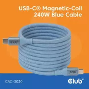 Club3D magnetski USB-C kabel, 240W PD3.1, 480 Mbps, 2 m, plavi