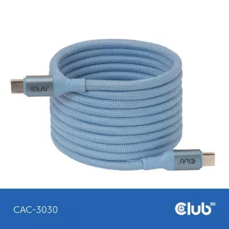 Club3D magnetski USB-C kabel, 240W PD3.1, 480 Mbps, 2 m, plavi