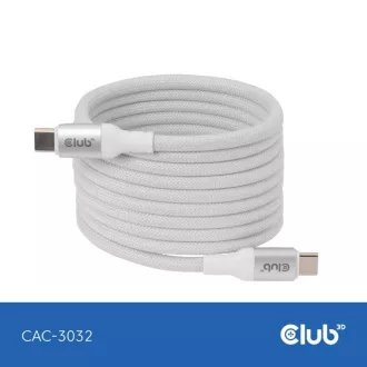 Club3D magnetski USB-C kabel, 240W PD3.1, 480 Mbps, 2 m, bijeli Club3D magnetski USB-C kabel, 240W PD3.1, 480 Mbps, 2 m, bijeli