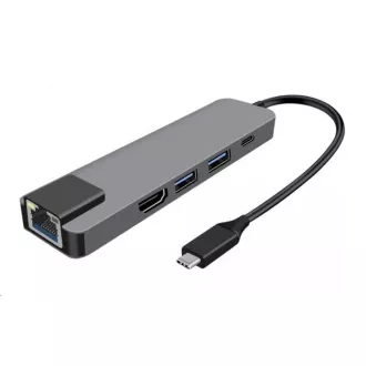 WG - HUB Type-C 4 v1, HDMI + RJ45 + USB3.0, aluminij