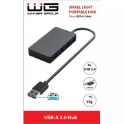 WG - HUB USB-A na 4x USB-A, USB 3.0, 5 Gbps, crni