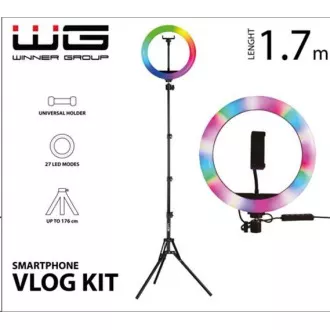 WG - Vlog Kit osnovni set za snimanje video blogova, s RGB LED svjetlom i stativom od 1,7 metara