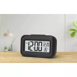 WG - Budilica s unutarnjim termometrom WG DigiTherm Alarm, crna