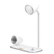 WG - LED lampa s bežičnim punjenjem i Bluetooth zvučnikom WG Retro Kathie, bijela
