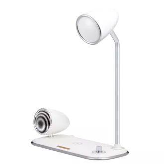 WG - LED lampa s bežičnim punjenjem i Bluetooth zvučnikom WG Retro Kathie, bijela