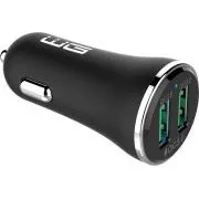 WG - Auto punjač 2x USB-A 36W, QC 3.0 + QC 3.0, crni