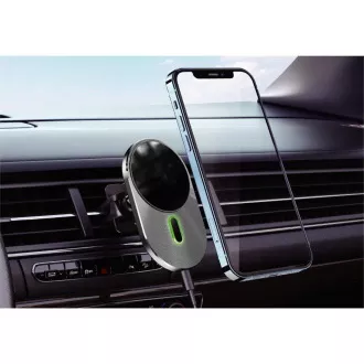 WG - Auto punjač WG 27, 15W, s bežičnim punjenjem za iPhone uređaje koji podržavaju MagSafe, sivi