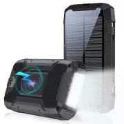 WG - Power Bank 20000 mAh, solarni panel + bežično punjenje 15W + svjetiljka + kompas, USB-C PD 20W, crna