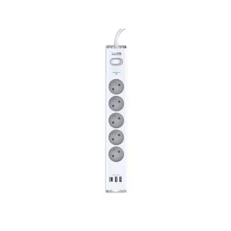 WG - Zaštita od prenapona 5 utora + 2x USB-A + 1x USB-C, kabel od 1,5 metara, bijela