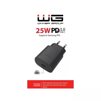 WG - Adapter za napajanje 1x USB-C, PD PPS 25W, crni