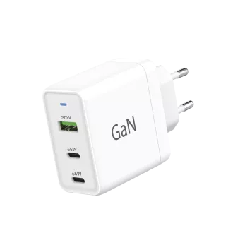 WG - GaN 3x USB punjač, 1x USB-A 30W + 2x USB-C 65W, bijeli