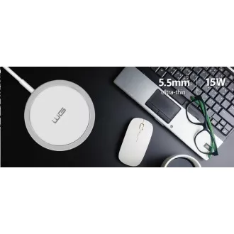 WG - Bežični punjač FAST MAGNET 15W, okrugli, bijeli