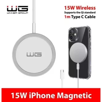 WG - Bežični punjač FAST MAGNET 15W, okrugli, bijeli