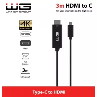 WG - Type-C na HDMI podatkovni kabel, 3 metra, 4K, crni